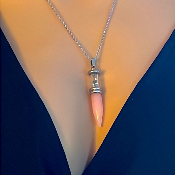 Rose Quartz & Meteorite Necklace - Picture 4 of 4